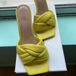 Aldo leather heeled sandals in Lime Green